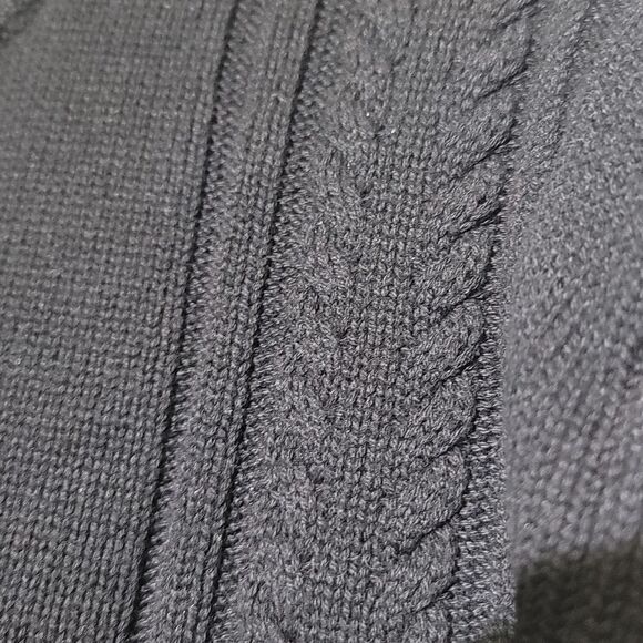 Calvin Klein Men's Black Long Sleeve Quarter Zip Cable Knit Sweater - Picture 3 of 7